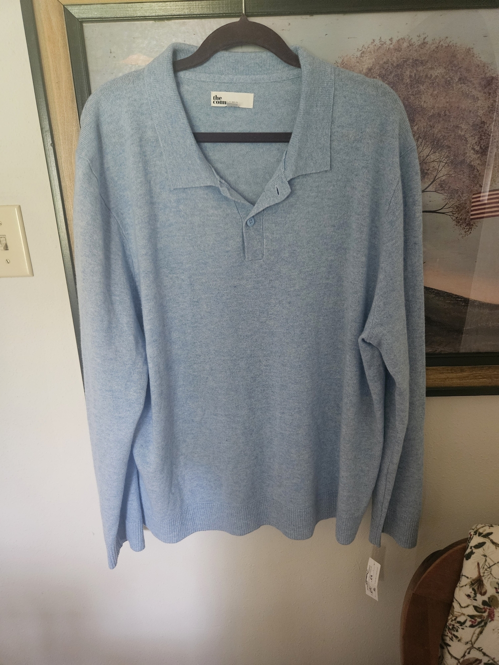 Light Blue V-Neck Cashmere Sweater for Women Sz XXL